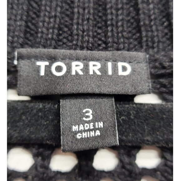 NWT Torrid 3 Black Open Stitch V-Neck Pullover Sweater 3X 22 24 - Picture 9 of 12